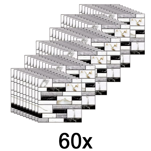 6x Naklejki ścienne 3D o wyglądzie marmuru (10 sztuk) | MARBLEBLOCKS