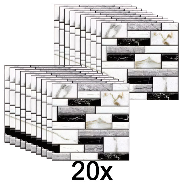 2x Naklejki ścienne 3D o wyglądzie marmuru (10 sztuk) | MARBLEBLOCKS