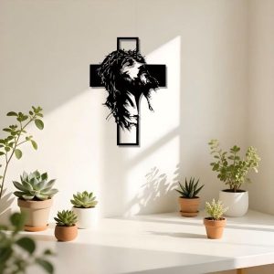 Nowoczesny metalowy krzyż ścienny | JESUMET